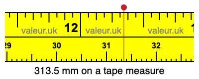 313.5 mm on a tape measure 313.5 millimeters on a tape measure