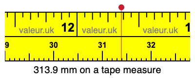 313.9 millimeters on a tape measure