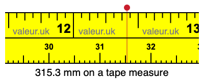 315.3 mm on a tape measure 315.3 millimeters on a tape measure