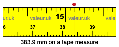 383.9 millimeters on a tape measure