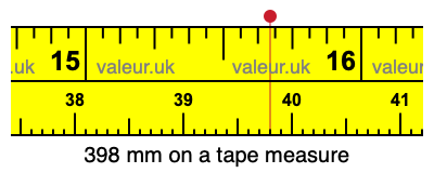 398 millimeters on a tape measure