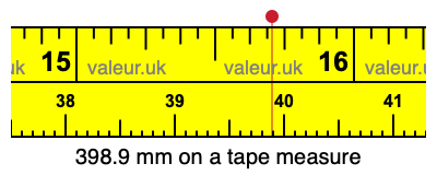 398.9 millimeters on a tape measure