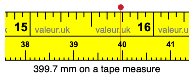 399.7 millimeters on a tape measure