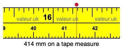 414 mm on a tape measure 414 millimeters on a tape measure