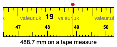 488.7 millimeters on a tape measure