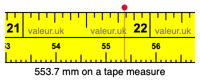 553.7 mm on a tape measure 553.7 millimeters on a tape measure