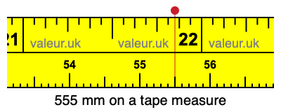 555 mm on a tape measure 555 millimeters on a tape measure
