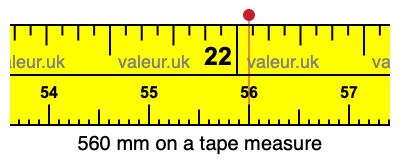 560 mm on a tape measure 560 millimeters on a tape measure