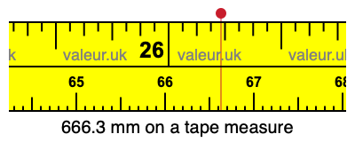 666.3 mm on a tape measure 666.3 millimeters on a tape measure