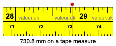 730.8 millimeters on a tape measure