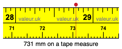 731 millimeters on a tape measure