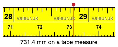 731.4 millimeters on a tape measure