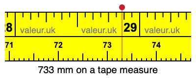 733 millimeters on a tape measure