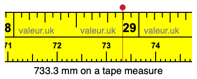 733.3 millimeters on a tape measure