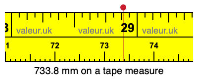 733.8 millimeters on a tape measure