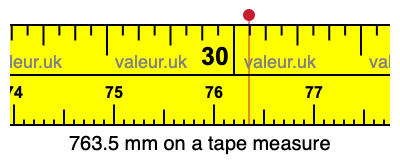 763.5 mm on a tape measure 763.5 millimeters on a tape measure