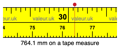 764.1 millimeters on a tape measure