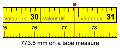 773.5 mm on a tape measure 773.5 millimeters on a tape measure