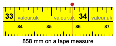 858 millimeters on a tape measure