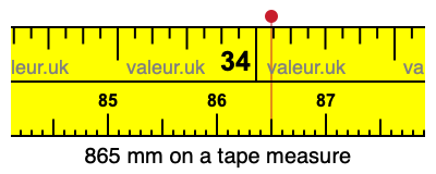 865 millimeters on a tape measure