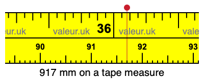 917 millimeters on a tape measure