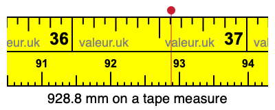 928.8 millimeters on a tape measure