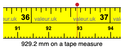 929.2 millimeters on a tape measure