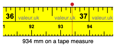934 millimeters on a tape measure
