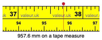 957.6 millimeters on a tape measure