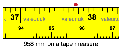 958 millimeters on a tape measure