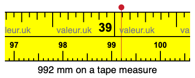 992 millimeters on a tape measure