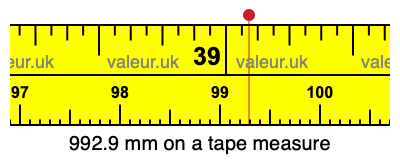 992.9 millimeters on a tape measure